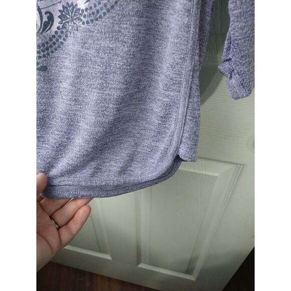 Est. 1946 Woman M Purple Peacock 3/4 Sleeve Pullover Tee Curved Hem - Picture 6 of 9